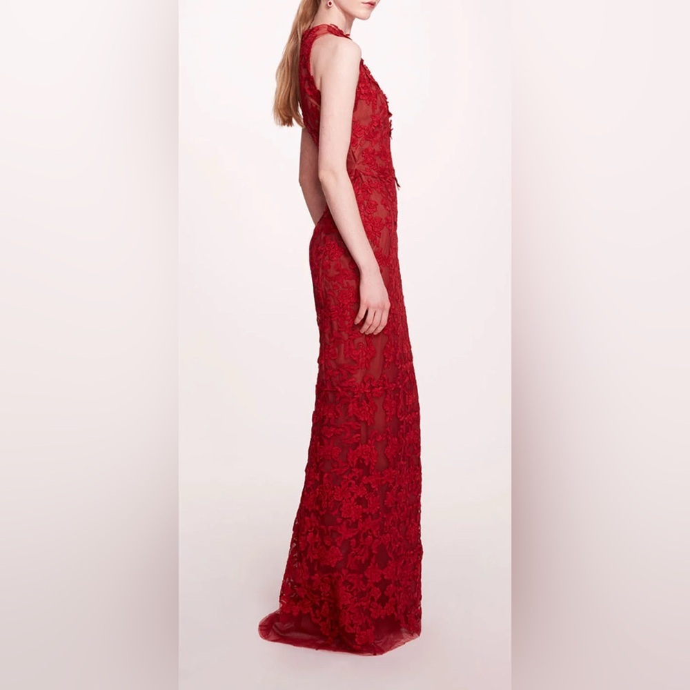 MARCHESA***Guipure Red Lace Evening Gown***US 4,6***$1095 - Picture 6 of 11